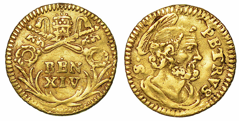 BENEDETTO XIV (PROSPERO LORENZO LAMBERTINI), 1740-1758. Mezzo Scudo d'oro. Roma....