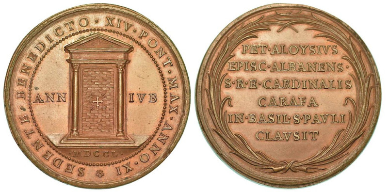 BENEDETTO XIV (PROSPERO LORENZO LAMBERTINI), 1740-1758. Medaglia in bronzo Anno ...
