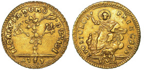 PIO VI (GIOVANNI ANGELO BRASCHI), 1775-1779. Mezza Doppia 1787/A.VI. Roma.