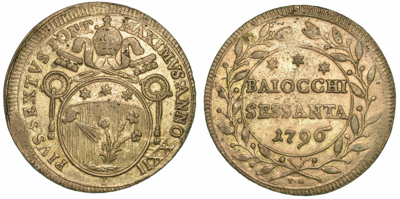 PIO VI (GIOVANNI ANGELO BRASCHI DI CESENA), 1775-1799. 60 Baiocchi 1796/A. XXII....