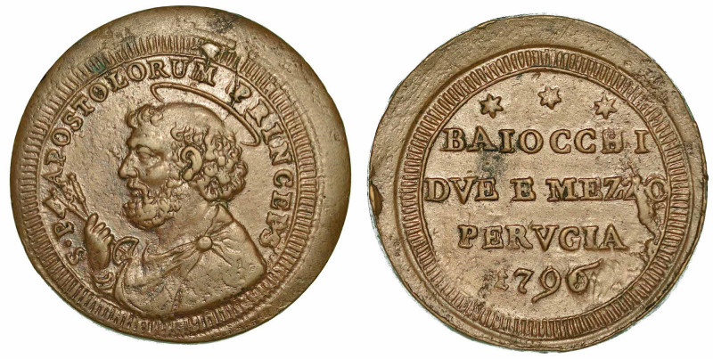 PIO VI (GIOVANNI ANGELO BRASCHI DI CESENA), 1775-1799. Sampietrino da 2 e ½ Baio...