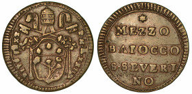 PIO VI (GIOVANNI ANGELO BRASCHI), 1775-1779. Mezzo Baiocco A. XXII. San Severino.