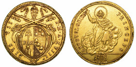 PIO VII (BARNABA GREGORIO CHIARAMONTI), 1800-1823. Doppia (1817-1818) A. XVIII. Roma.