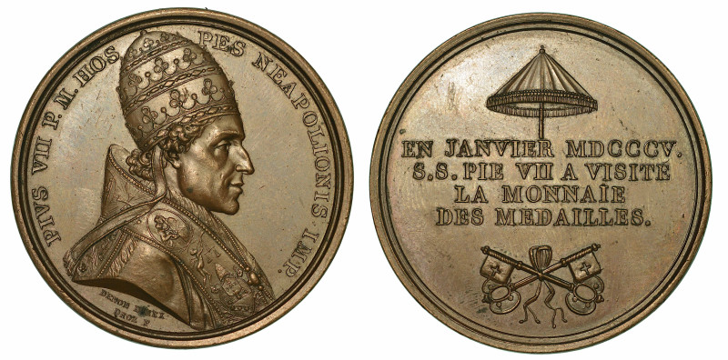 PIO VII (BARNABA CHIARAMONTI), 1800-1823. Medaglia in bronzo 1805. Visita alla z...