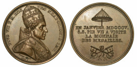 PIO VII (BARNABA CHIARAMONTI), 1800-1823. Medaglia in bronzo 1805. Visita alla zecca di Parigi.