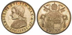GREGORIO XVI (BARTOLOMEO ALBERTO CAPPELLARI), 1831-1846. 20 Baiocchi 1834/A. IV. Roma.