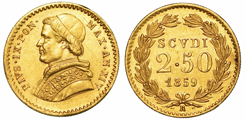 PIO IX (GIOVANNI MARIA MASTAI FERRETTI), 1846-1878. 2,50 Scudi 1859/A. XIV. Roma...