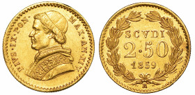 PIO IX (GIOVANNI MARIA MASTAI FERRETTI), 1846-1878. 2,50 Scudi 1859/A. XIV. Roma.