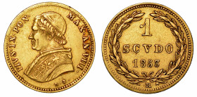 PIO IX (GIOVANNI MARIA MASTAI FERRETTI), 1846-1878. Scudo 1853/A. VIII. Roma.