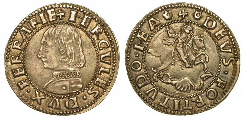 FERRARA. ERCOLE I D'ESTE, 1471-1505. Grossone.

(croce) [HE]RCVLES DVX FERRARI...
