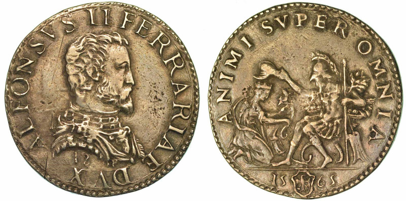 FERRARA. ALFONSO II D'ESTE, 1559-1597. Testone 1565.

ALFONSVS II FERRARIAE DV...
