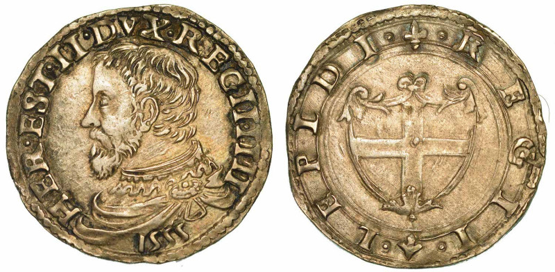 REGGIO EMILIA. ERCOLE II D'ESTE, 1534-1559. Bianco 1555.

HER EST II DVX REGII...