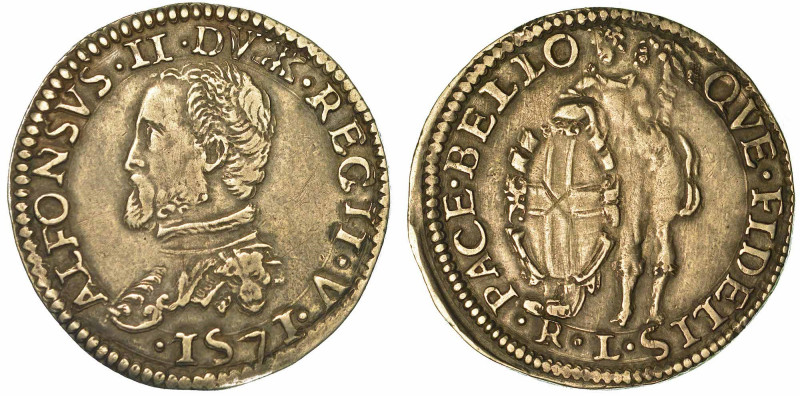 REGGIO EMILIA. ALFONSO II D'ESTE, 1559-1597. Quarto di Scudo 1571.

ALFONSVS I...