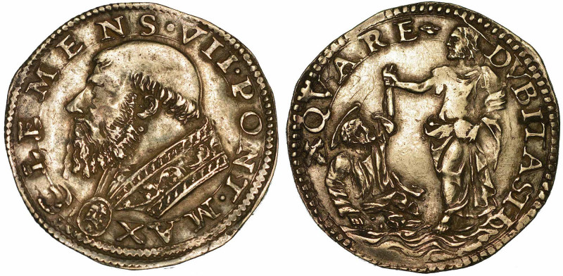 STATO PONTIFICIO. CLEMENTE VII (GIULIO DE' MEDICI), 1523-1534. Doppio Carlino. R...
