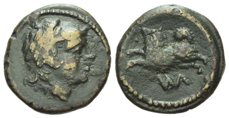 Etruria, Uncertain mint Bronze circa 300-250, Æ 16.00 mm., 2.75 g.
Head of Herc...