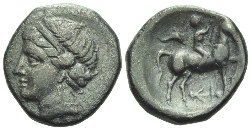 Calabria, Tarentum Nomos. Campano-Tarantine issue circa 280-272, AR 20.00 mm., 6...