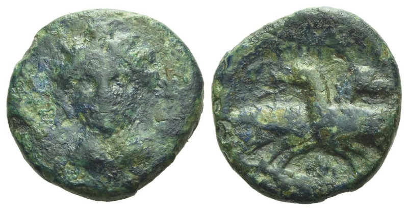 Lucania, Laos Bronze circa 350-300, Æ 15.00 mm., 2.39 g.
Female head facing (De...