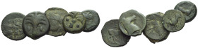 The Carthaginians in Sicily and North Africa, Large lot of 5 Bronzes IV century BC