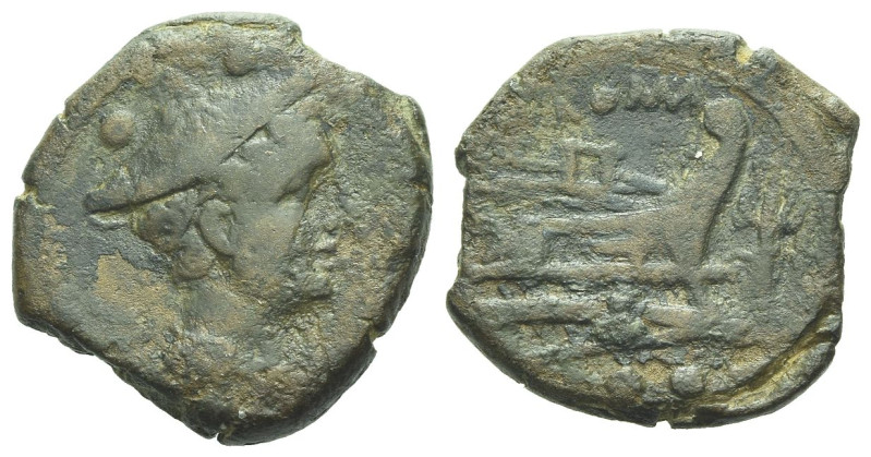 Thunderbolt series Sextans circa 206-195, Æ 19.20 mm., 5.16 g.
Bust of Mercury ...