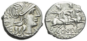 Cn. Lucretius Trio. Denarius circa 136