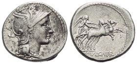 C. Claudius Pulcher. Denarius 110 or 109