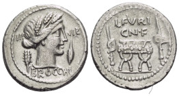 L. Furius Cn. f. Brocchus Denarius circa 63