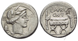 L. Furius Cn. f. Brocchus Denarius circa 63