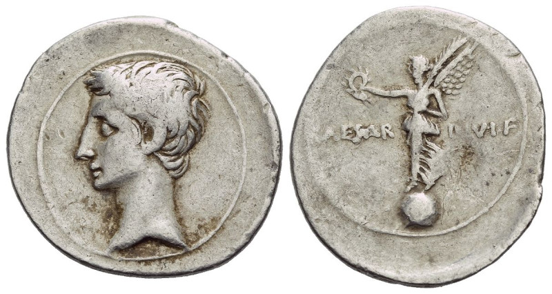 Octavian, 32 – 27 BC Denarius Brundisium and Rome circa 32-29, AR 22.00 mm., 3.4...