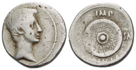 Octavian as Augustus, 27 BC – 14 AD Denarius Uncertain mint (in Spain ?) circa 27