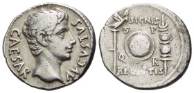 Octavian as Augustus, 27 BC – 14 AD Denarius Colonia Patricia (?) circa 19 BC