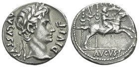 Octavian as Augustus, 27 BC – 14 AD Denarius Lugdunum circa 8 BC - Ex Marti & Hervera sale 1122, october 2021, 535. From the Scipio collection and Rom...