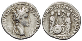 Octavian as Augustus, 27 BC – 14 AD Denarius Lugdunum 2 BC - 4 AD