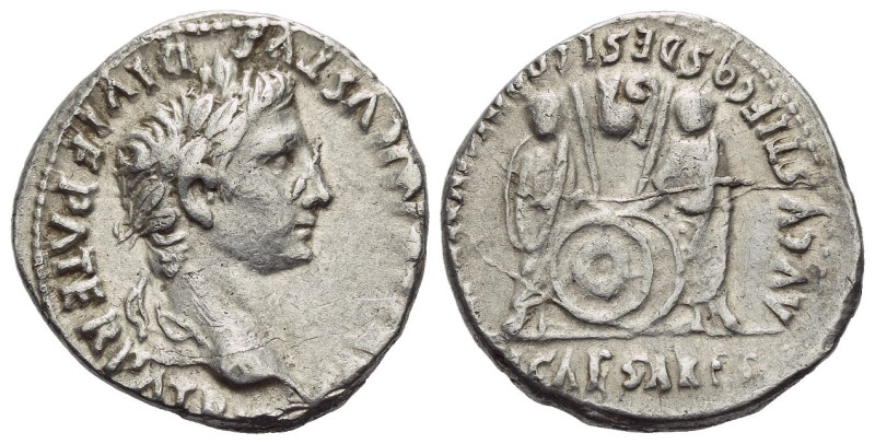 Octavian as Augustus, 27 BC – 14 AD Denarius Lugdunum 2 BC - 4 AD, AR 19.00 mm.,...