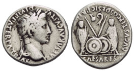 Octavian as Augustus, 27 BC – 14 AD Denarius Lugdunum 2 BC - 4 AD