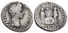 Octavian as Augustus, 27 BC – 14 AD Denarius Lugdunum 2 BC - 4 AD