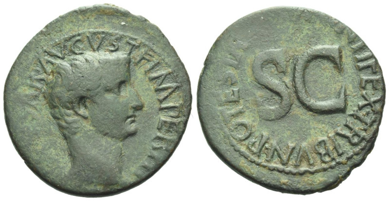 Tiberius caesar, 4 – 14 As Rome 10-12, Æ 29.00 mm., 10.22 g.
Bare head r. Rev. ...