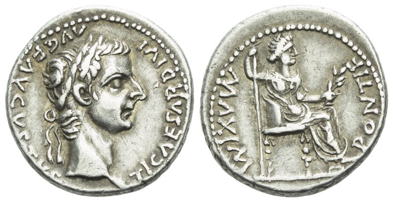 Tiberius, 14-37 Denarius Lugdunum circa 14-37, AR 18.20 mm., 3.80 g.
Laureate h...