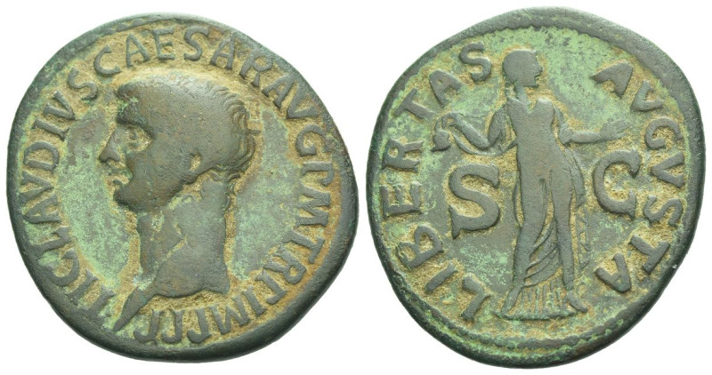 Claudius, 41-54 As Rome circa 50-54, Æ 28.00 mm., 10.48 g.
Bare head l. Rev. Li...