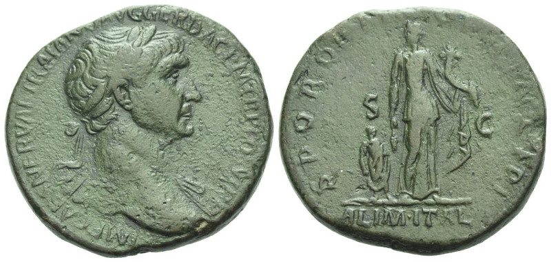 Trajan, 98-117 Sestertius Rome 103-111, Æ 31.00 mm., 21.43 g.
Laureate bust r.,...