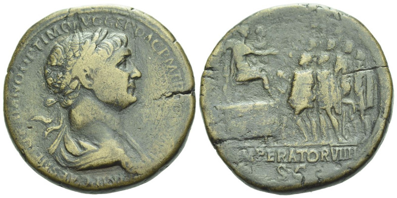 Trajan, 98-117 Sestertius Rome circa 114-117, Æ 33.00 mm., 24.94 g.
Laureate an...