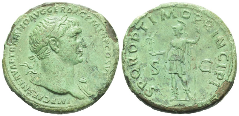 Trajan, 98-117 Sestertius Rome circa 103-111, Æ 34.00 mm., 25.95 g.
Laureate bu...