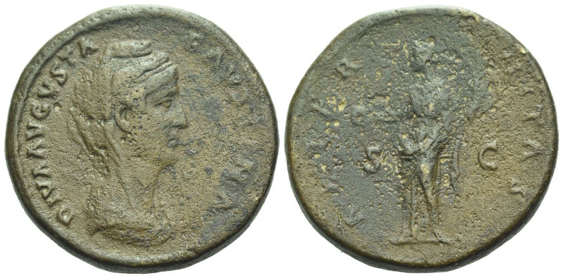 Diva Faustina Sestertius Rome After 141, Æ 32.00 mm., 26.18 g.
Veiled bust of F...