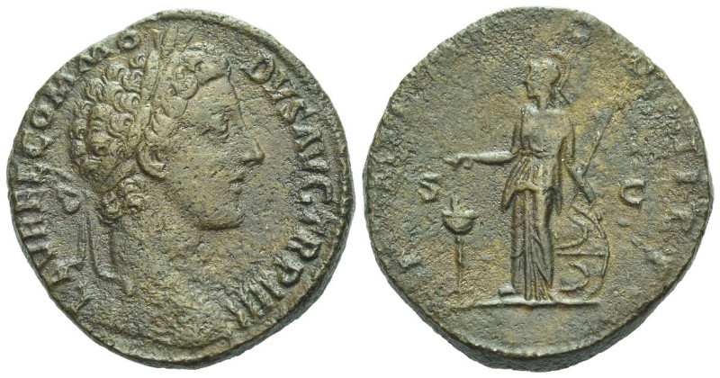 Commodus, 177-192 Sestertius Rome 179, Æ 29.00 mm., 22.83 g.
Laureate head r. R...