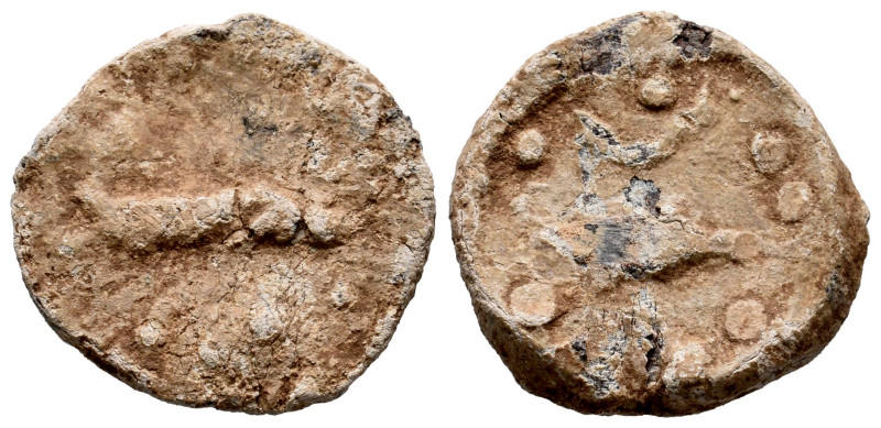 Balsa. Lead. 50 a.C. Tavira (Portugal). (Abh-No cita). (Gomes-01.04). Anv.: Ship...