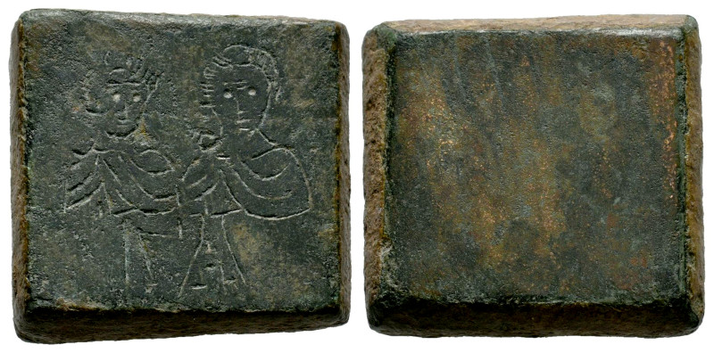 6 Nomismata Weight. 5th century CE. Anv.: Two frontal draped busts, ΓA down betw...