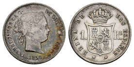 Elizabeth II (1833-1868). 1 real. 1859. Madrid. (Cal-308). Ag. 1,17 g. Almost VF/VF. Est...20,00. 

Spanish Description: Isabel II (1833-1868). 1 re...
