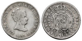 Elizabeth II (1833-1868). 2 reales. 1837. Madrid. CR. (Cal-355). Ag. 2,92 g. Rare. Choice F. Est...90,00. 

Spanish Description: Isabel II (1833-186...