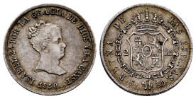 Elizabeth II (1833-1868). 2 reales. 1850. Sevilla. RD. (Cal-387). Ag. 2,49 g. VF. Est...50,00. 

Spanish Description: Isabel II (1833-1868). 2 reale...
