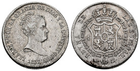 Elizabeth II (1833-1868). 4 reales. 1837. Barcelona. PS. (Cal-411). Ag. 5,58 g. Legend ends in CONSTITUCION on obverse. Scarce. Choice VF. Est...100,0...