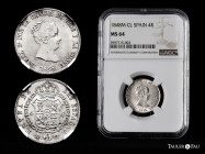Elizabeth II (1833-1868). 4 reales. 1848. Madrid. CL. (Cal-453). Ag. Slabbed by NGC as MS 64. Rare in this condition. NGC-MS. Est...500,00. 

Spanis...